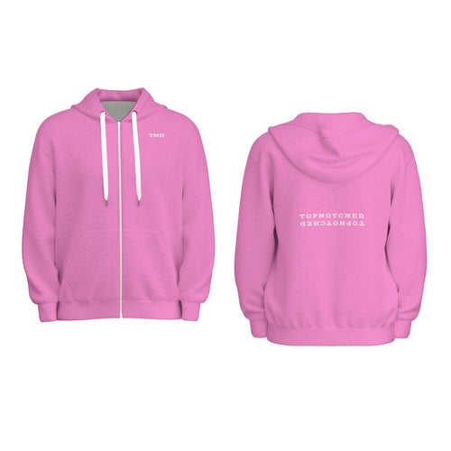 Plush Pink Zip Hooded Sweatshirt
