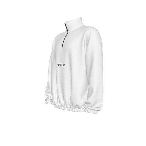Icy White Turtleneck Zippered Sweatshirt